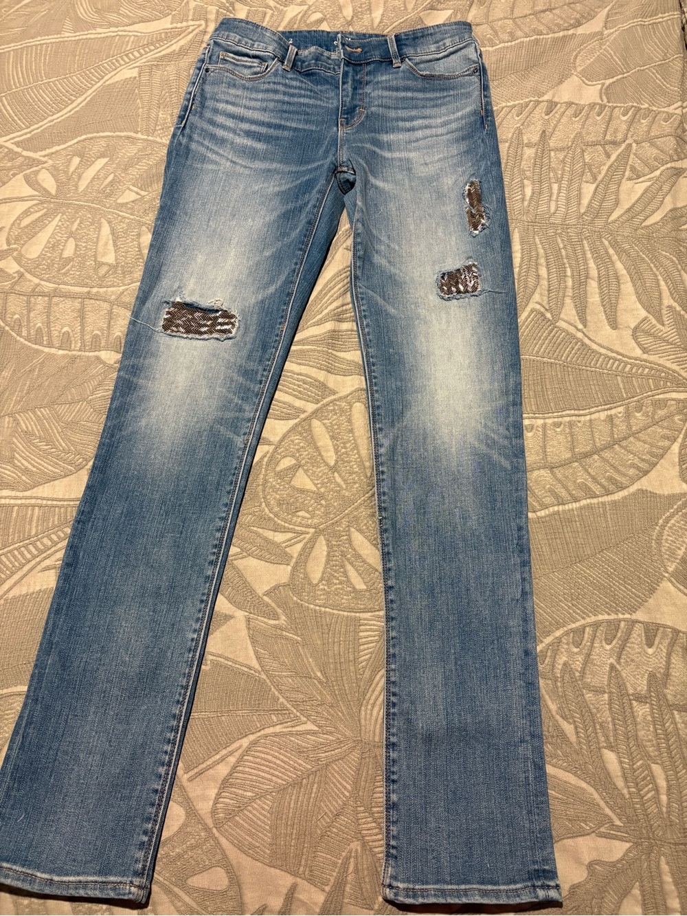 White House Black Market slim Distressed Blue Jeans